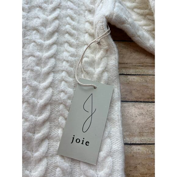 JOIE Cream Cable Knit Fisherman Preppy Cozy Soft Boho Crewneck Sweater M NEW - Picture 4 of 5
